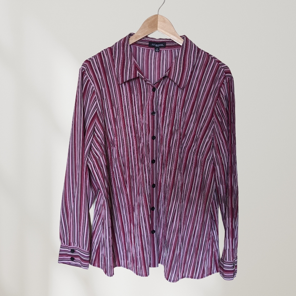 Y2K pink striped women's 1X button up